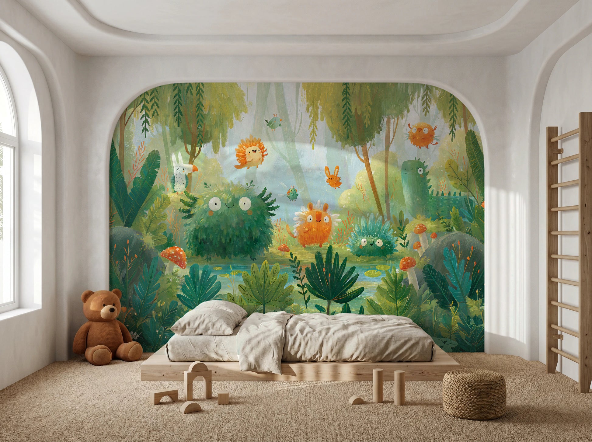MOSSY POND - malowany las pełen puchatych stworków — KIDS — Pokój dziecięcy 03