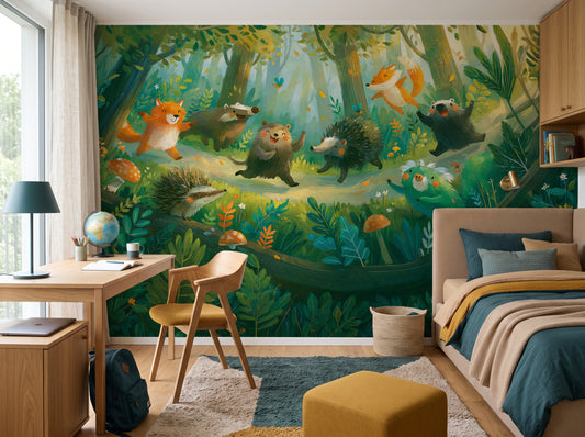 DANCING HOLLOW - tapeta z leśnymi zwierzętami dla dzieci — child's room