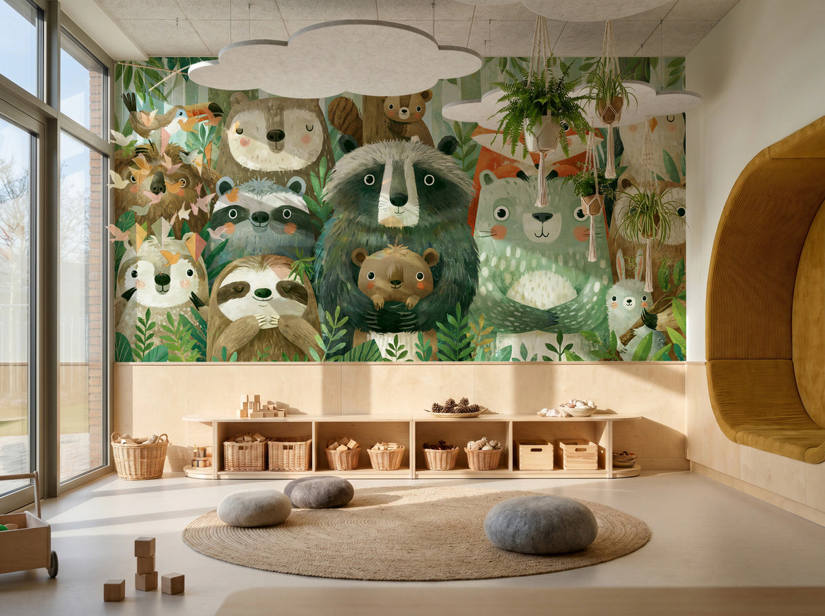 WOODLAND HUDDLE - tapeta z leśnymi zwierzętami dla dzieci — KIDS — Playroom 02