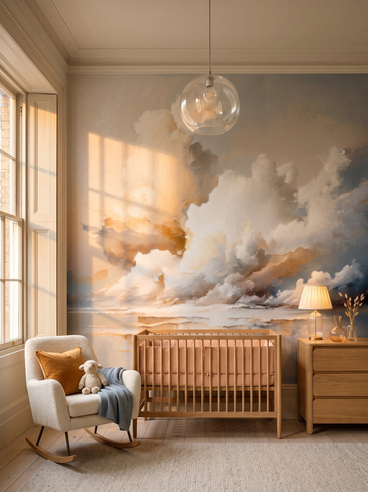 Fototapeta artystyczna o nazwie Amber Reflections w aranżacji wnętrza: pokój dziecięcy w eleganckiej kamienicy.