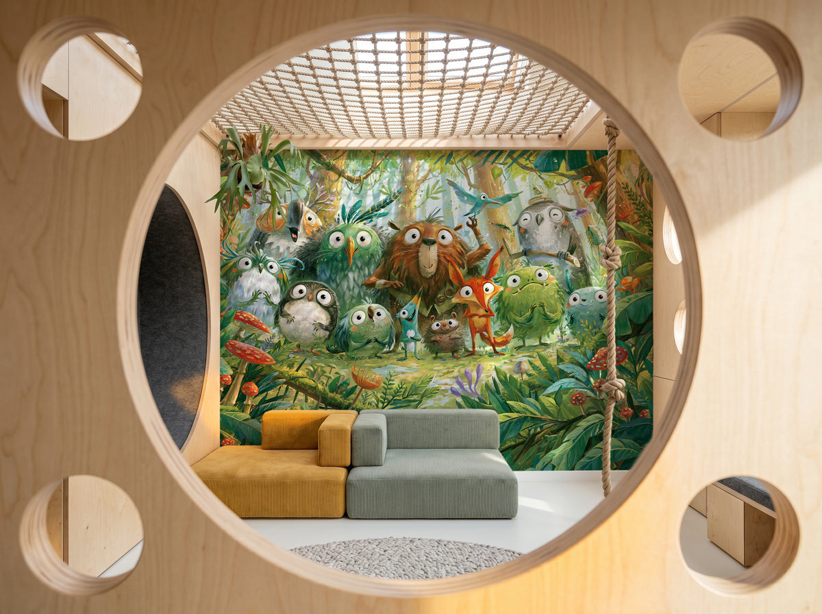 MOSSY CLEARING - tapeta z leśną gromadką zwierząt — PLAYROOM