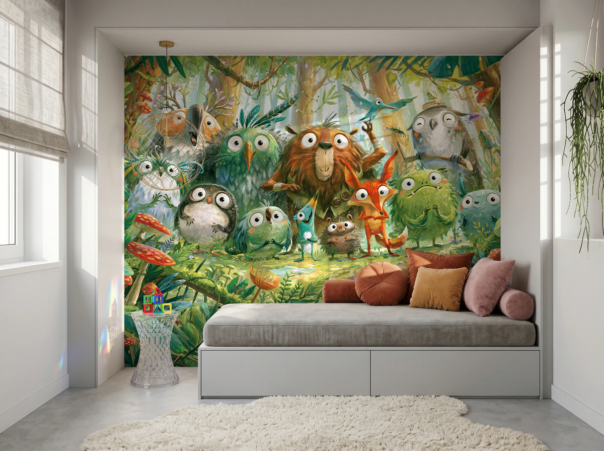 MOSSY CLEARING - tapeta z leśną gromadką zwierząt — KIDS — Pokój dziecięcy 04
