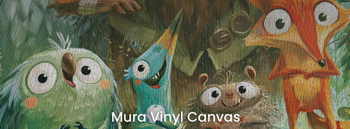 CURIOUS CROWD - leśna gromada wśród muchomorów — Mura Canvas