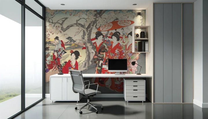 Wandbild „Kunstgeschichte: Chiyoda Ōoku Hanami“ (Toyohara Chikanobu)