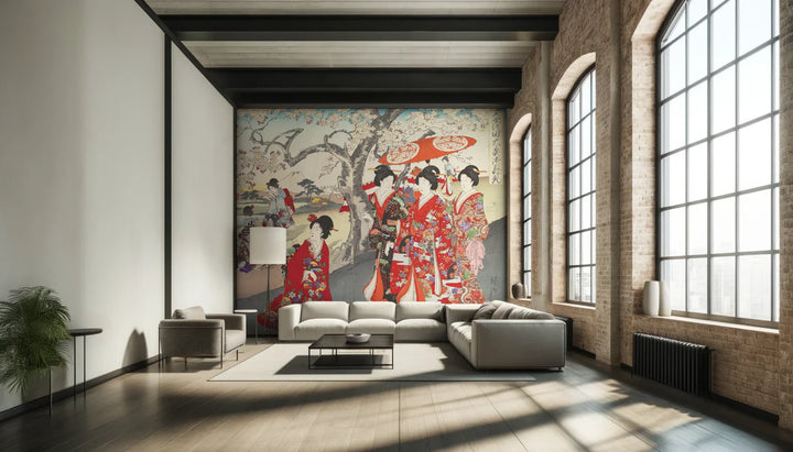 Wandbild „Kunstgeschichte: Chiyoda Ōoku Hanami“ (Toyohara Chikanobu)