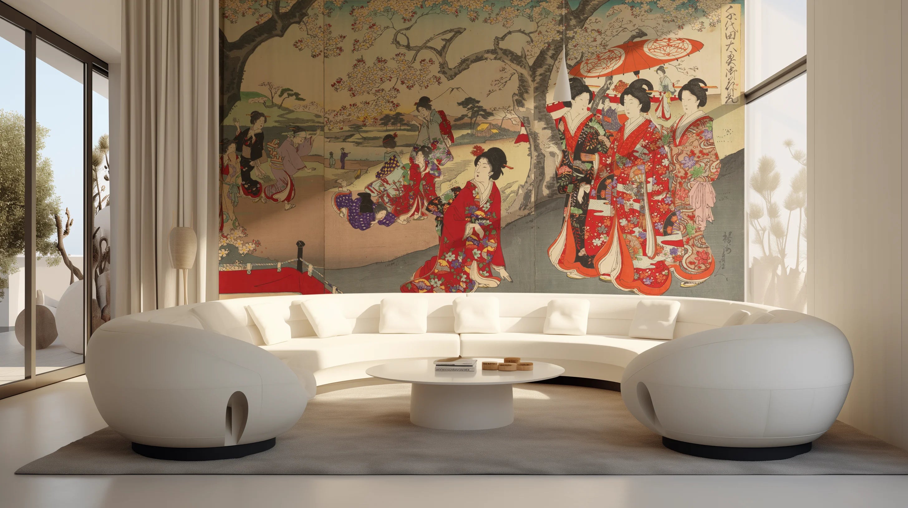 Mustervorschau: Wandbild „Kunstgeschichte: Chiyoda Ōoku Hanami“ (Toyohara Chikanobu)