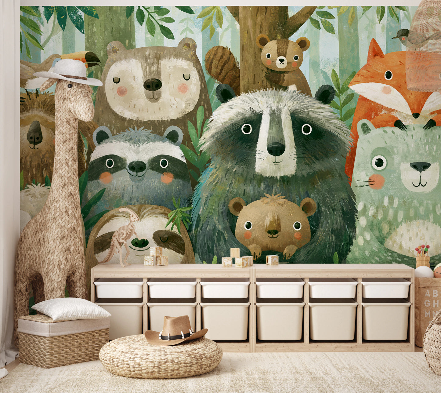 WOODLAND HUDDLE - tapeta z leśnymi zwierzętami dla dzieci — KIDS — Pokój dziecięcy 01