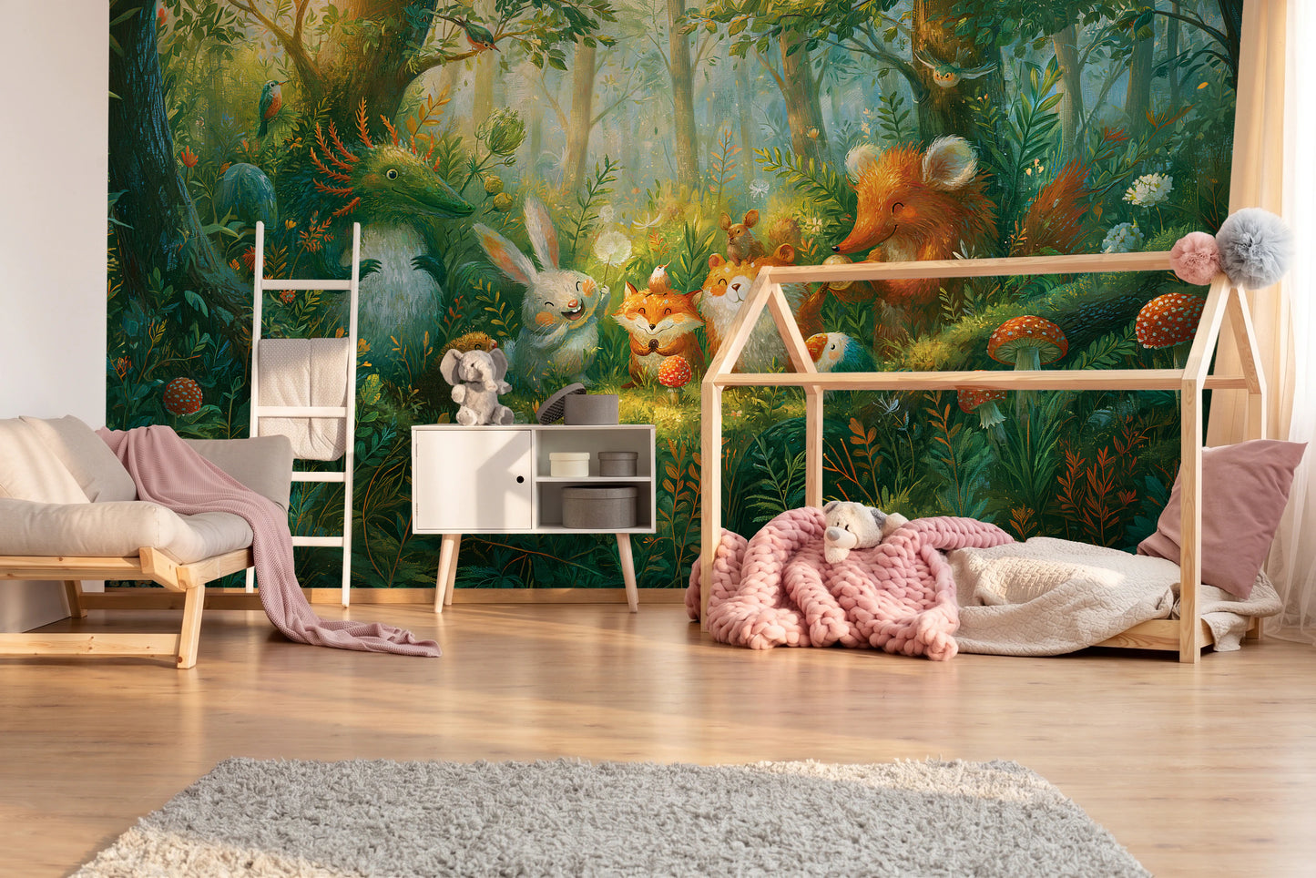 MUSHROOM CIRCLE - malowana leśna polana ze zwierzętami — KIDS — Pokój dziecięcy 07