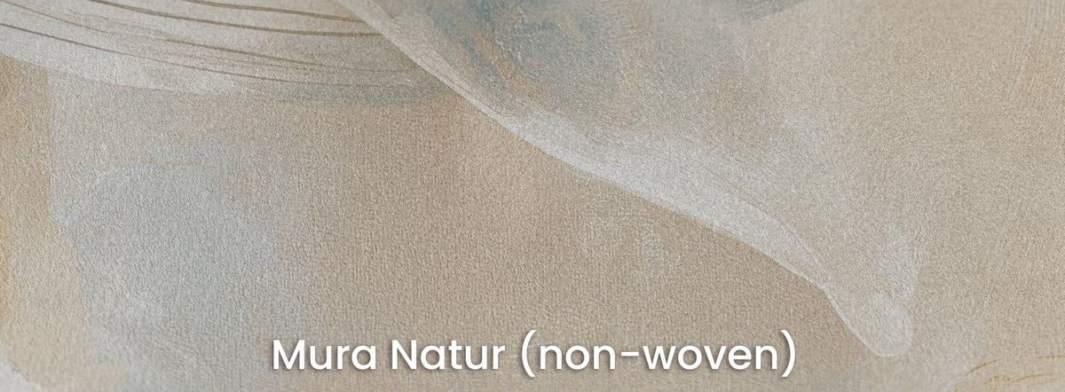 ABOVE THE TIDE auf dem Trägermaterial Mura Natur – sandfarbenes Beige und Flosse des Wals auf mattem Vlies