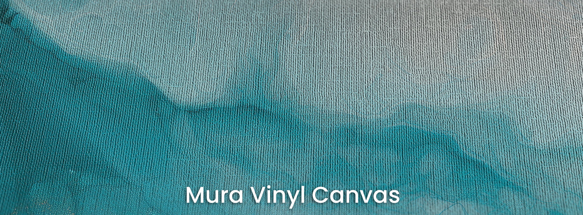 AERIAL ATOLL sur le support Mura Vinyl Canvas : turquoise sombre et clair sur trame de toile
