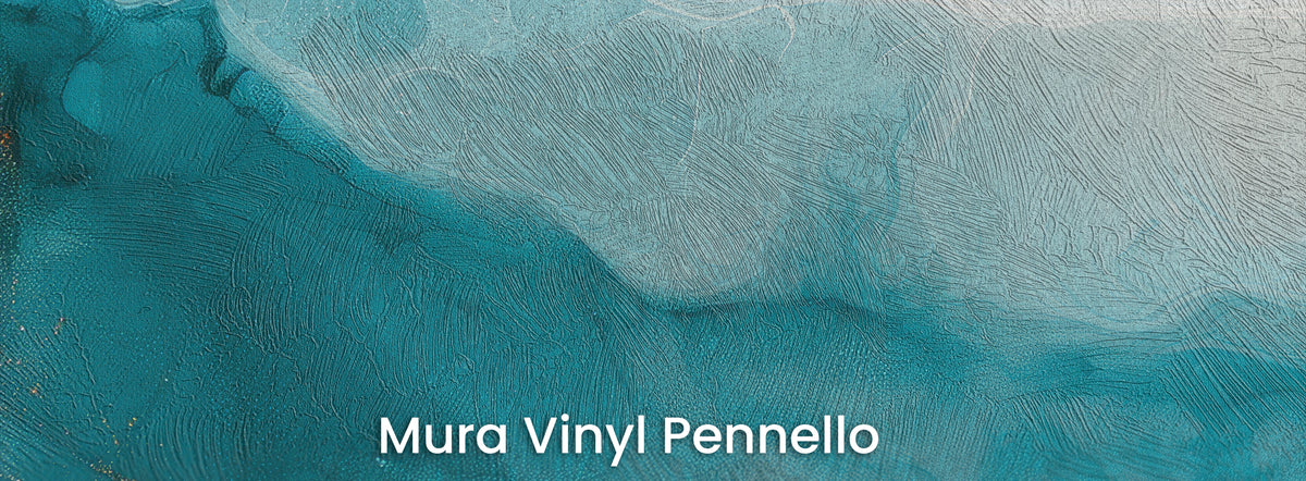 AERIAL ATOLL sur le support Mura Vinyl Pennello : turquoise et blanc, texture de coups de pinceau