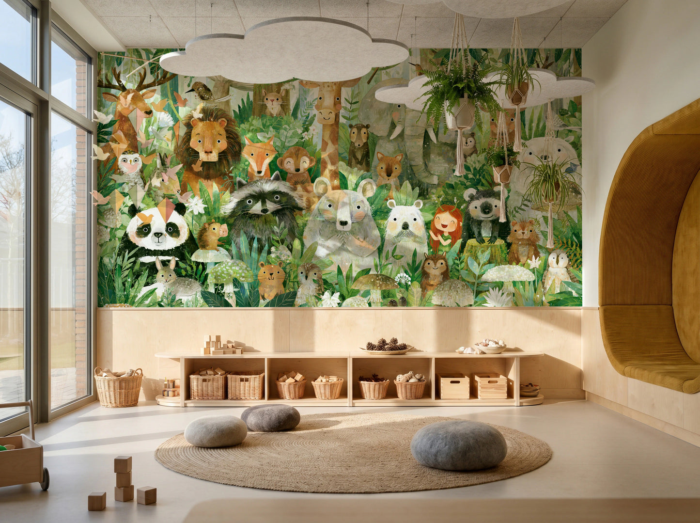 GREEN PARADE - tapeta ze zwierzętami wśród paproci — KIDS — Playroom 02
