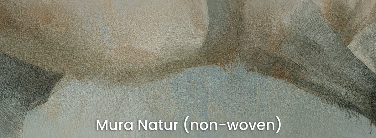 AIRBORNE GREY auf dem Trägermaterial Mura Natur – blauer Nebel und Bauch des Pferdes auf mattem Vlies