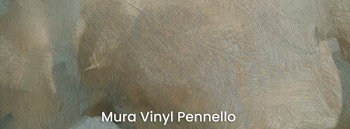 AIRBORNE GREY auf dem Trägermaterial Mura Vinyl Pennello – cremefarbenes Fell auf der Struktur von Pinselstrichen