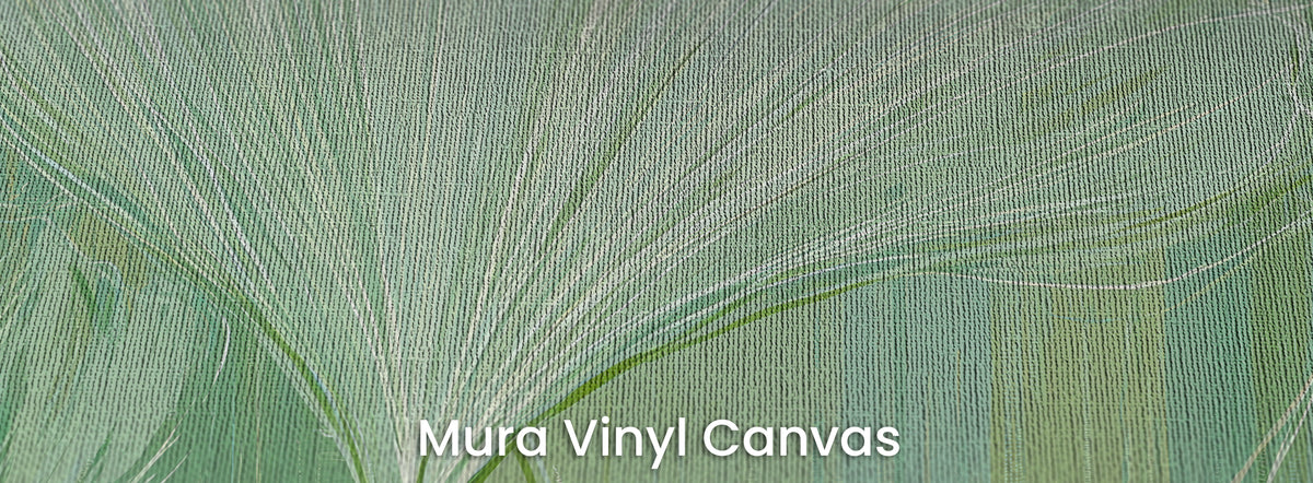 APRIL RAIN auf Mura Vinyl Canvas – Leinwandstruktur unter den mintgrünen Blättern