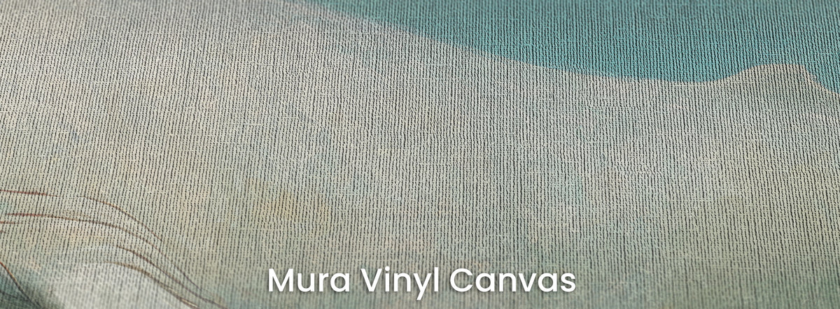 AQUA DREAMER auf dem Trägermaterial Mura Vinyl Canvas: cremefarbene Flanke des Wals und Türkis des Himmels, Leinwandstruktur