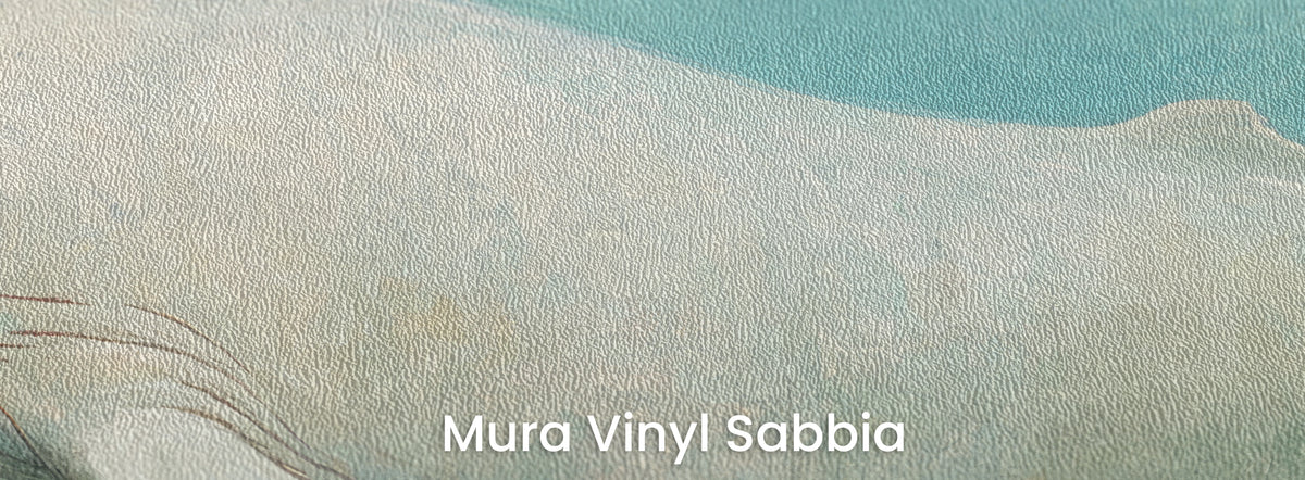 AQUA DREAMER auf dem Trägermaterial Mura Vinyl Sabbia: cremefarbener Rücken und Kehlfurchen auf grobem Sandkorn