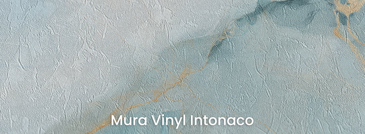 AQUAMARINE DELTA sul supporto Mura Vinyl Intonaco: sfondo quasi bianco con effetto intonaco frattazzato
