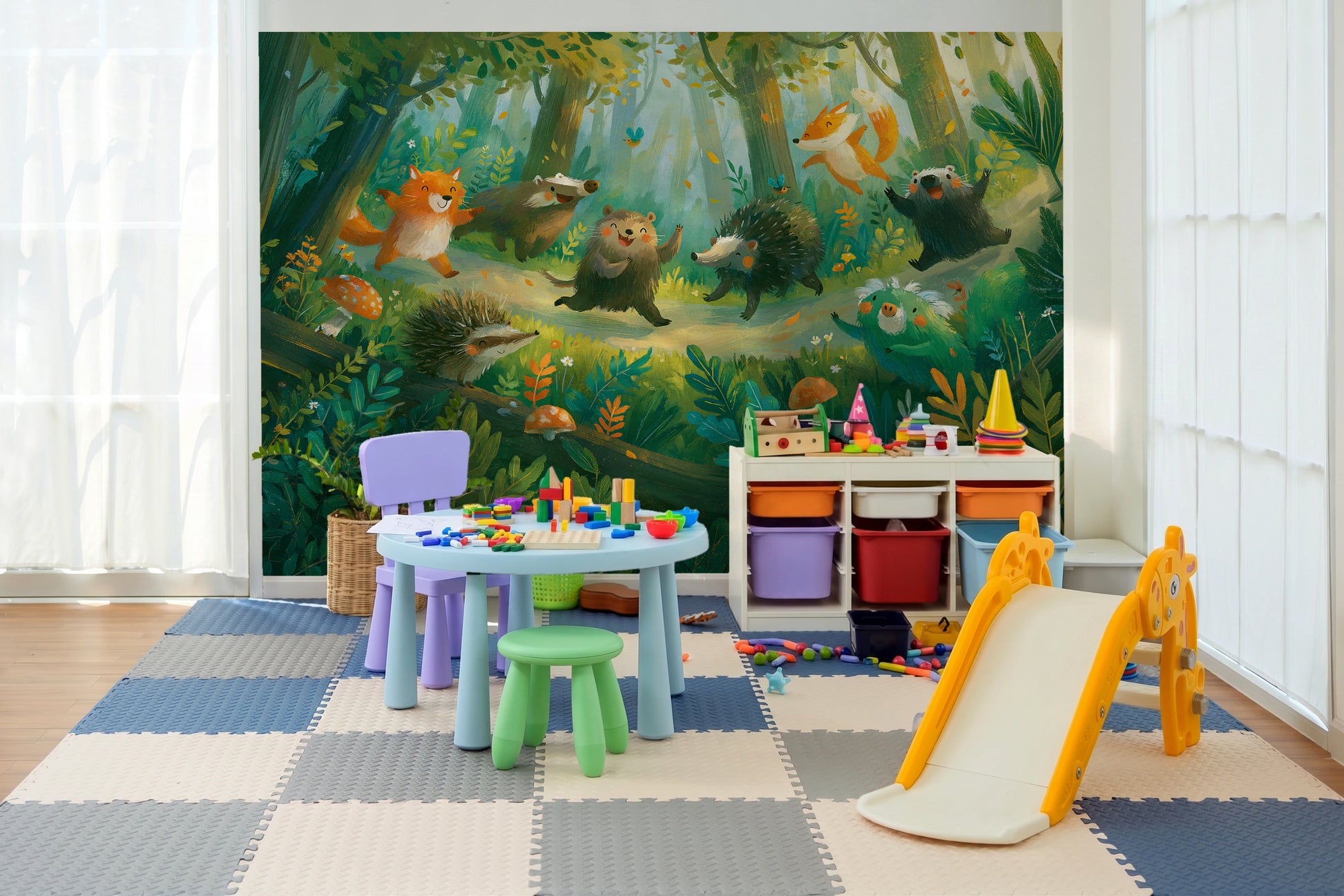 DANCING HOLLOW - tapeta z leśnymi zwierzętami dla dzieci — KIDS ROOM - PLAY ROOM