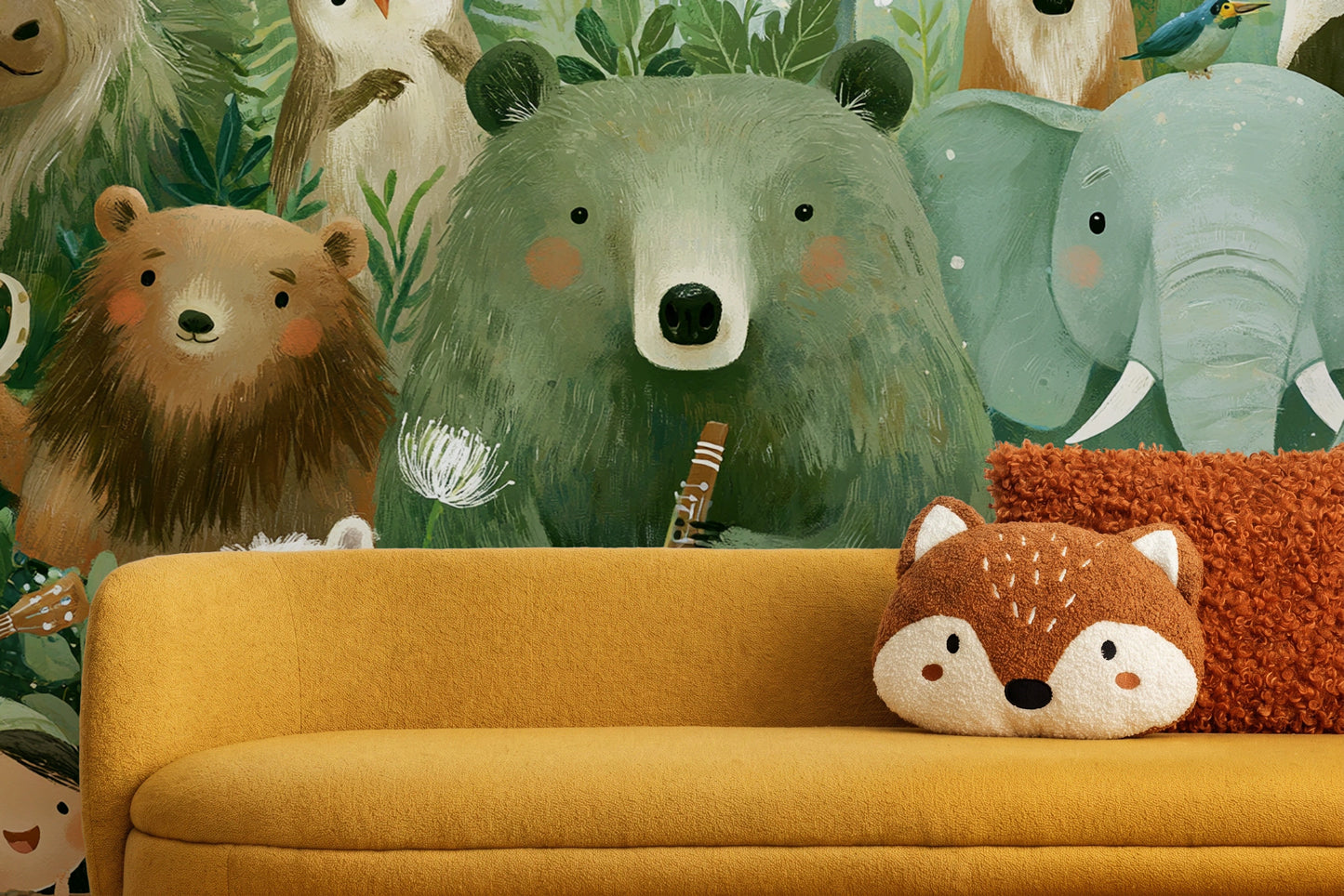 WOODLAND ORCHESTRA - leśny koncert zwierząt w akwareli — CHILDREN'S ROOM - CLOSE UP ON THE PATTERN