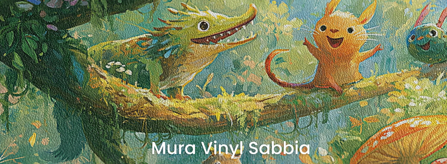 MOSSY BRANCH - tapeta z leśnymi zwierzątkami wśród muchomorów — Mura Sabbia