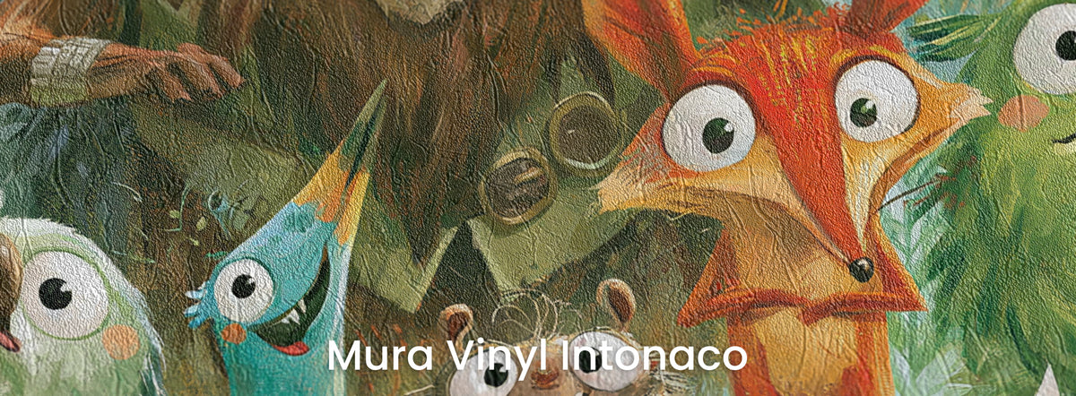 MOSSY CLEARING - tapeta z leśną gromadką zwierząt — Mura Intonaco