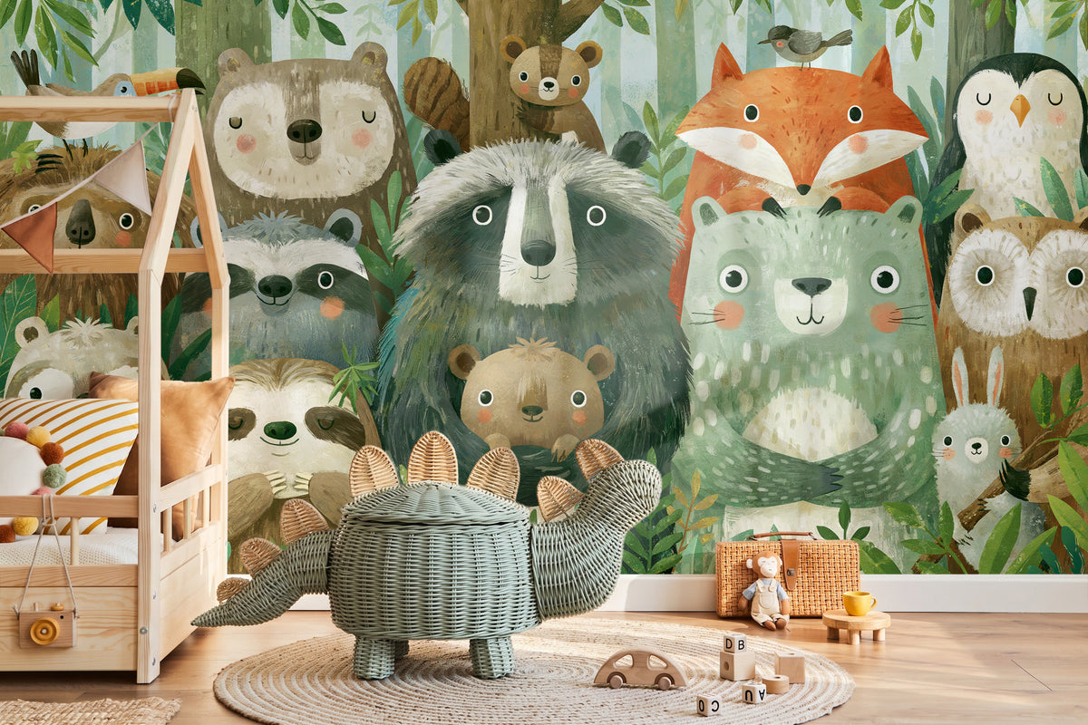 WOODLAND HUDDLE - tapeta z leśnymi zwierzętami dla dzieci — KIDS — Pokój dziecięcy 10