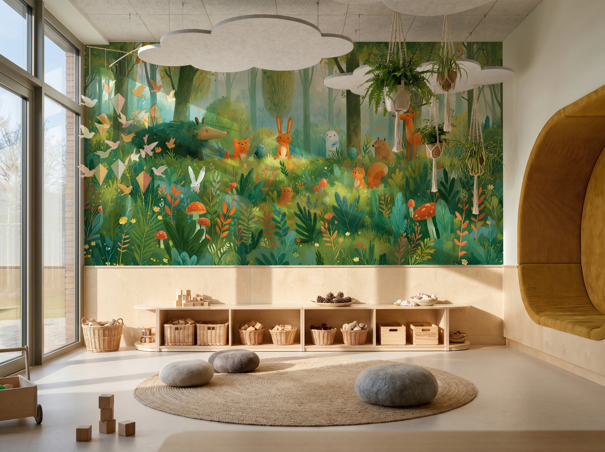 MOSSY GLADE - leśna polana ze zwierzętami w akwareli — KIDS — Playroom 02