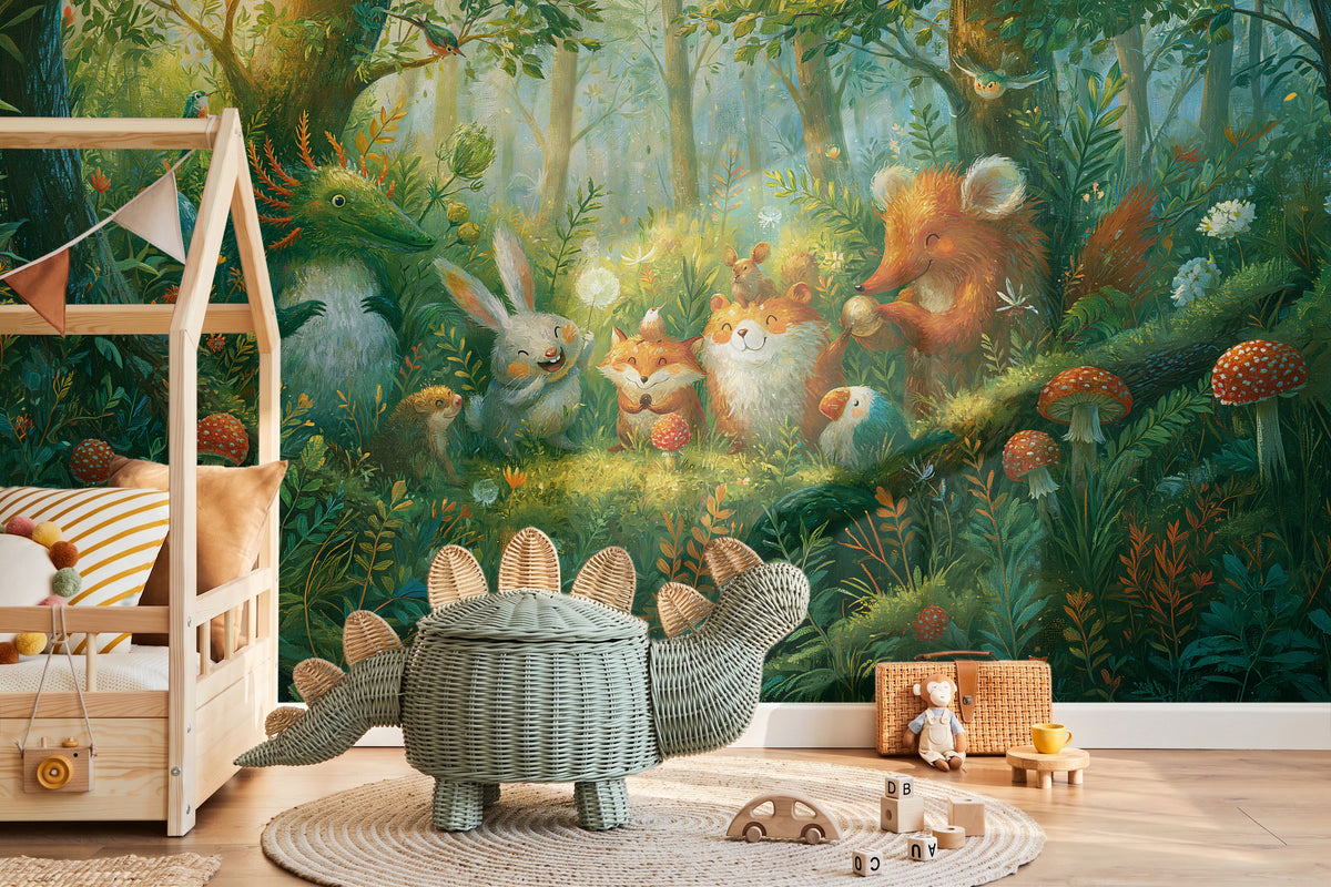 MUSHROOM CIRCLE - malowana leśna polana ze zwierzętami — KIDS — Pokój dziecięcy 10