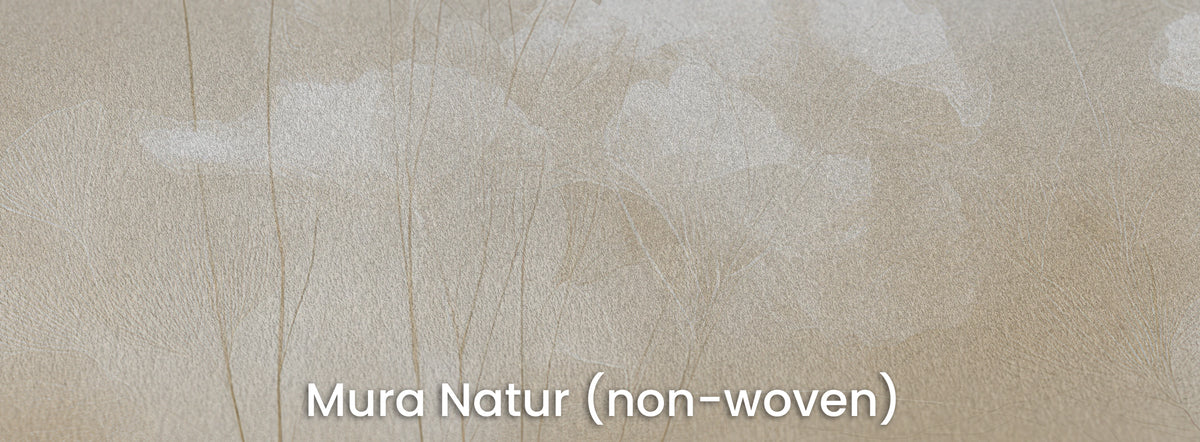 BILLOW on Mura Natur – matt non-woven beneath thin ginkgo stems