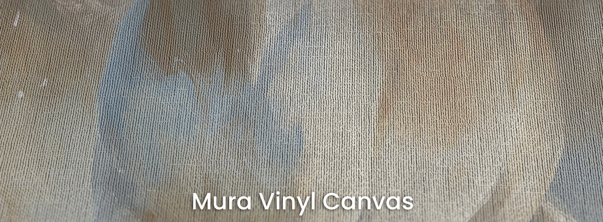 BIRCH RUN en el soporte Mura Vinyl Canvas: azul y marrón claro sobre la textura de lienzo natural