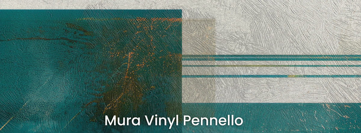 BRASS MERIDIAN na podłożu Mura Vinyl Pennello – faktura pociągnięć pędzla na ciemnoturkusowym kwadracie