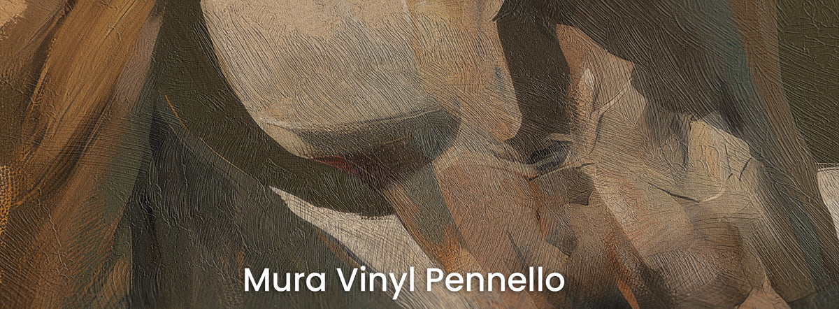 BRONZE PIROUETTE sobre el soporte Mura Vinyl Pennello – marrón dorado sobre una textura de pinceladas