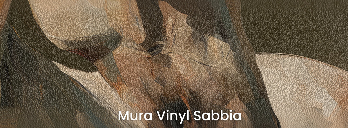 BRONZE PIROUETTE sobre el soporte Mura Vinyl Sabbia – textura marcada de grano grueso de arena