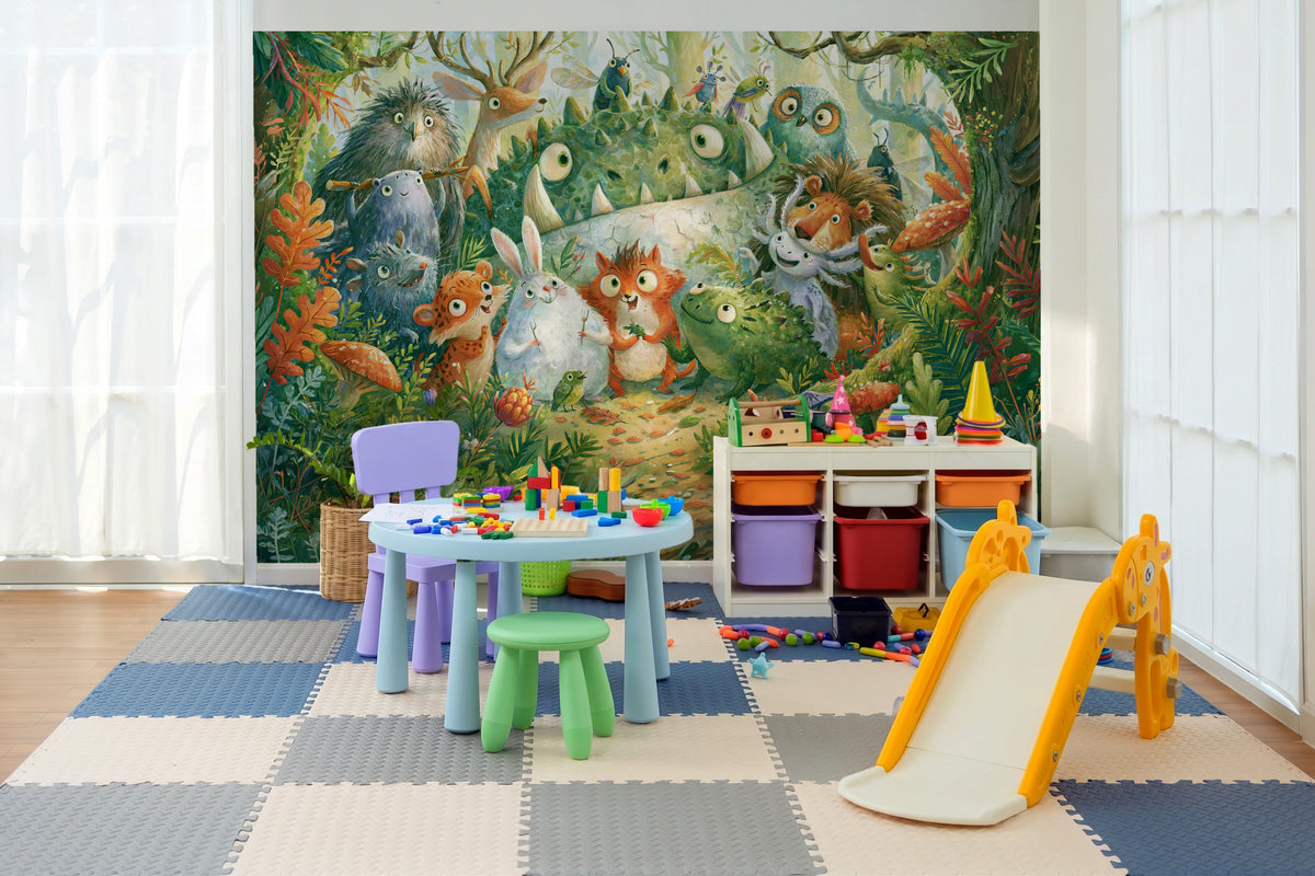 FERN TRAIL TROOP - tapeta z leśnymi zwierzętami — KIDS ROOM - PLAY ROOM