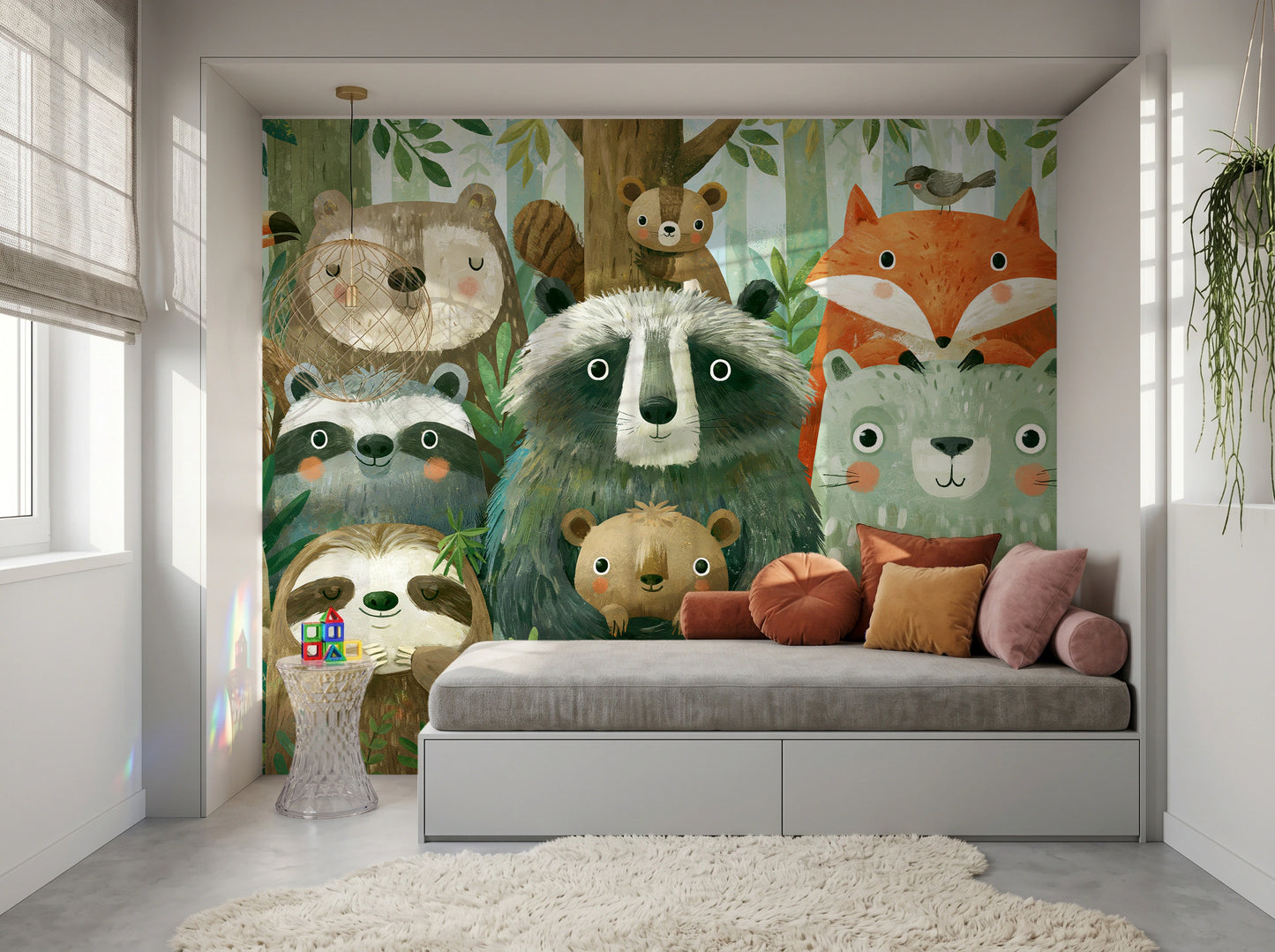 WOODLAND HUDDLE - tapeta z leśnymi zwierzętami dla dzieci — KIDS — Pokój dziecięcy 04