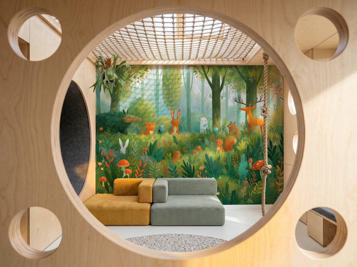 MOSSY GLADE - leśna polana ze zwierzętami w akwareli — PLAYROOM