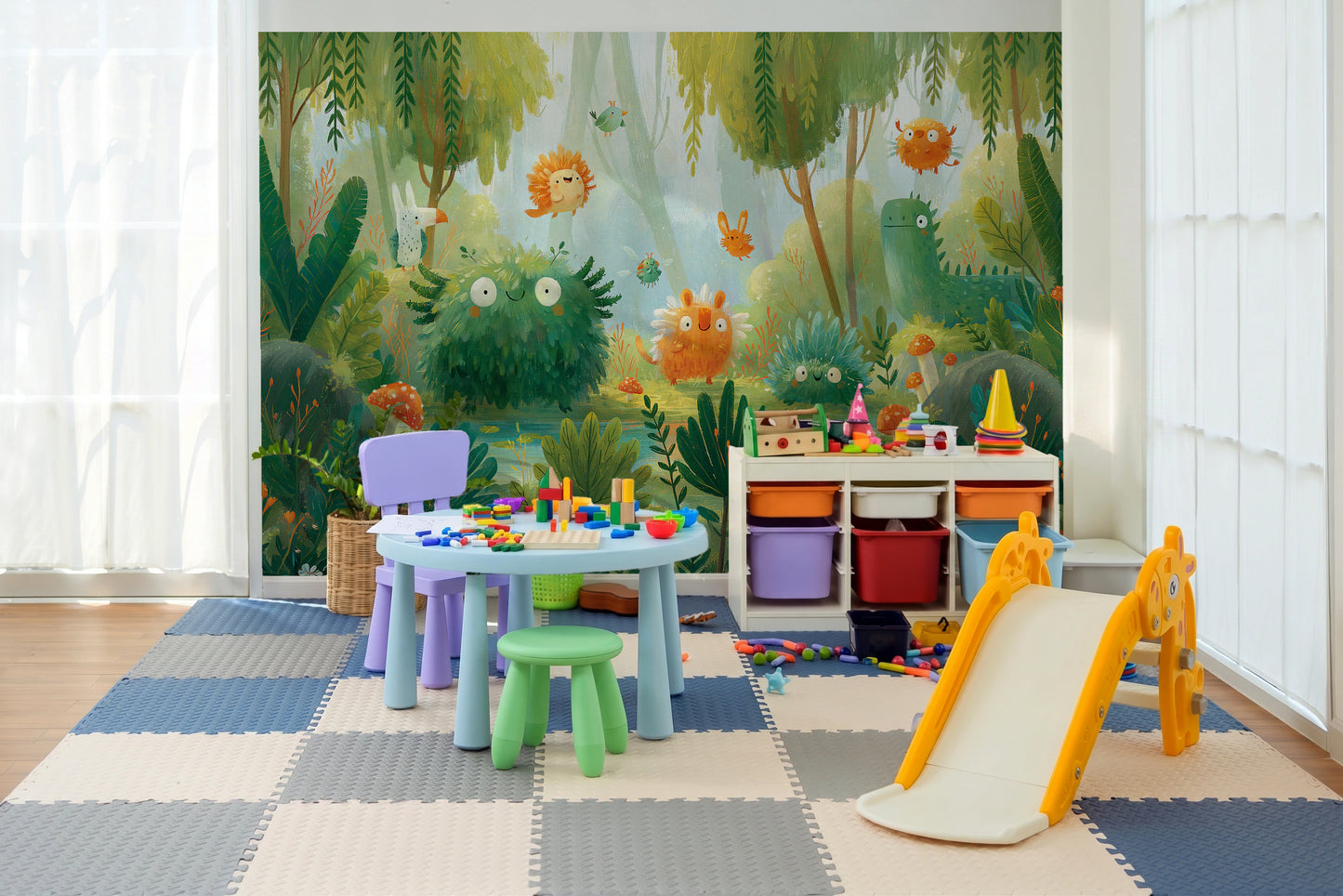 MOSSY POND - malowany las pełen puchatych stworków — KIDS ROOM - PLAY ROOM