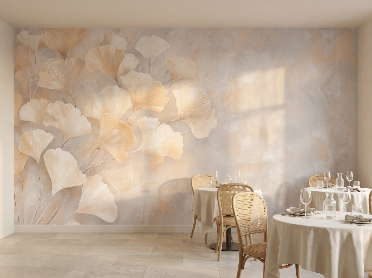 CHANTILLY nell'ambientazione di un ristorante in una palazzina di Lione: davanti alla parete tavolini rotondi con tovaglie e sedie da bistrot