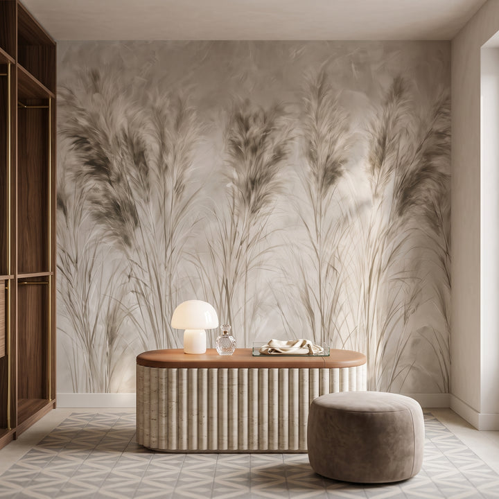 CHIAROSCURO w aranżacji garderoby w mediolańskim apartamencie, przed ścianą niska trawertynowa wyspa