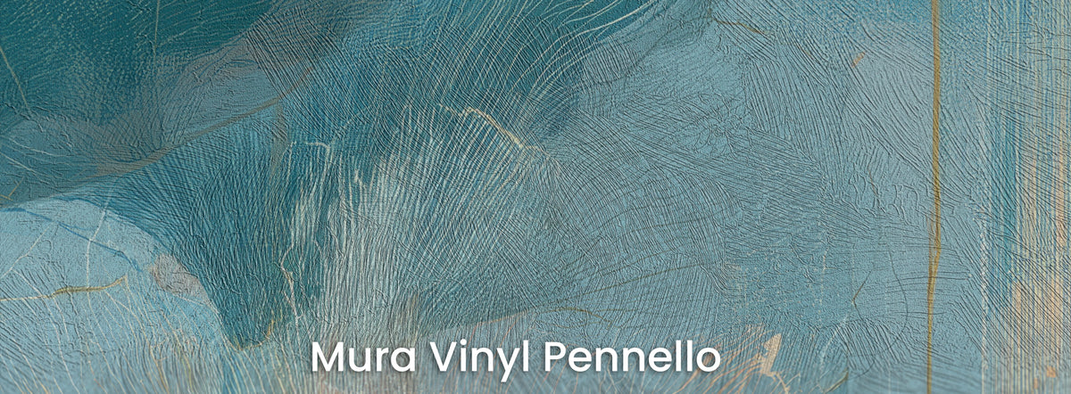 CLOUDBURST auf Mura Vinyl Pennello – Pinselstriche im türkisfarbenen Hintergrund