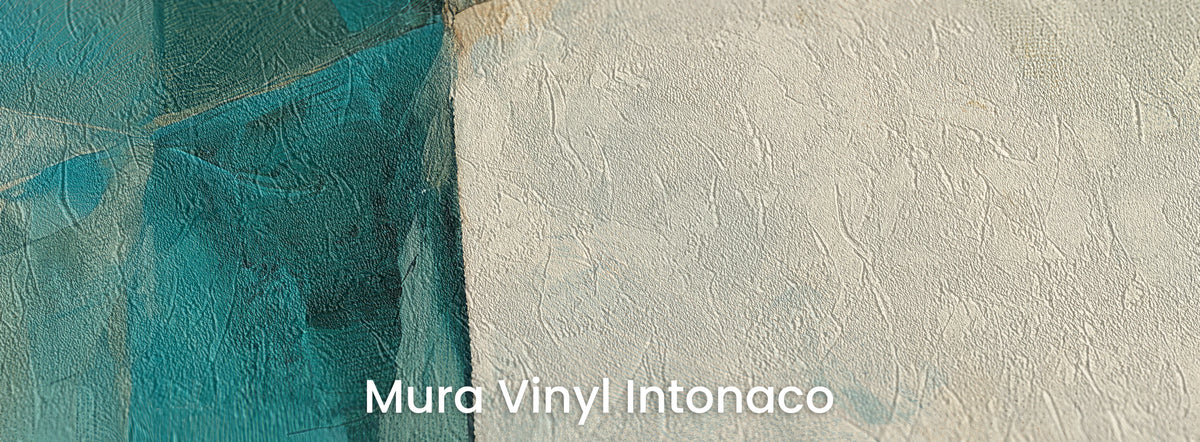CUBIST RIVIERA on Mura Vinyl Intonaco – trowelled plaster texture where turquoise meets cream