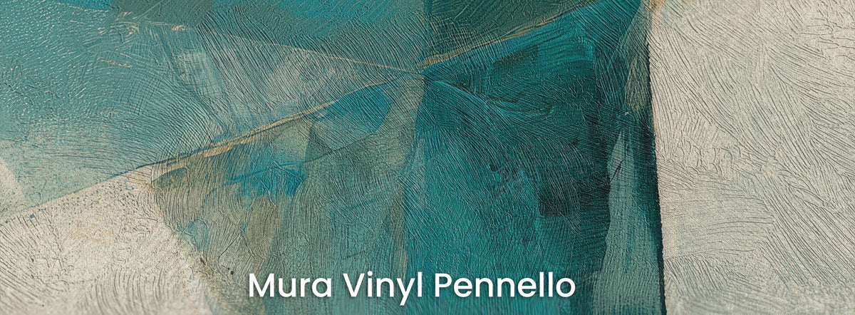CUBIST RIVIERA on Mura Vinyl Pennello – brushstroke texture on turquoise planes