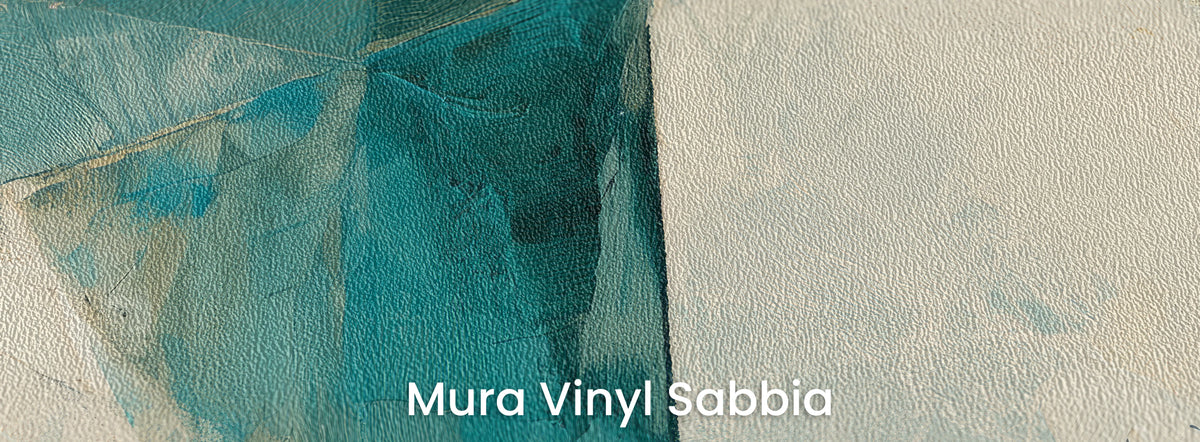 CUBIST RIVIERA on Mura Vinyl Sabbia – sand grain on dark turquoise and a cream field