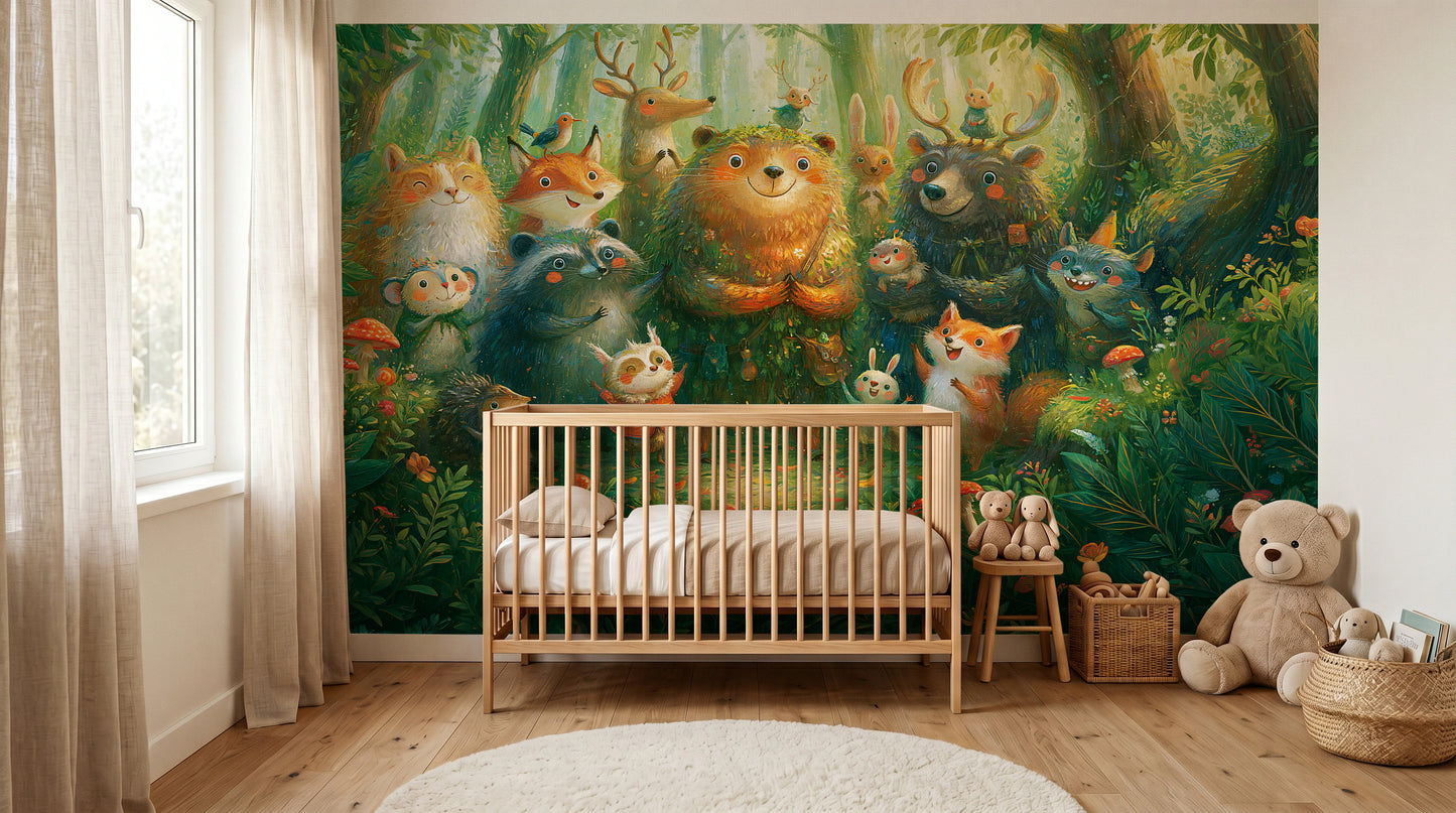 BRAMBLE CHOIR - tapeta z leśnymi zwierzętami dla dzieci — KIDS room - baby cot