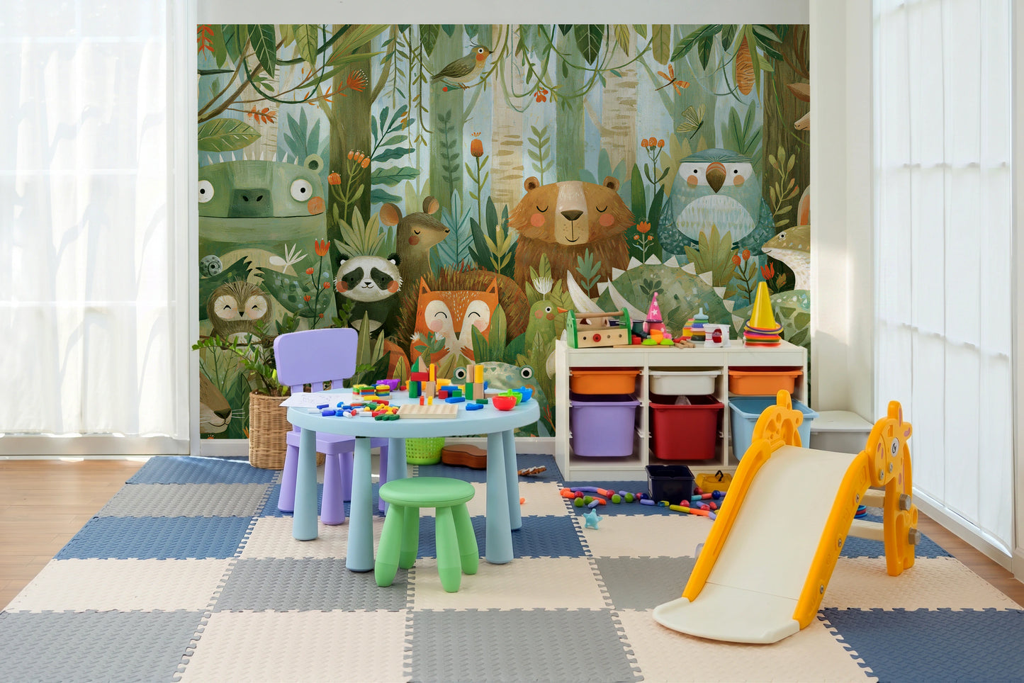 WOODLAND PARADE - tapeta z malowanymi zwierzętami lasu — KIDS ROOM - PLAY ROOM