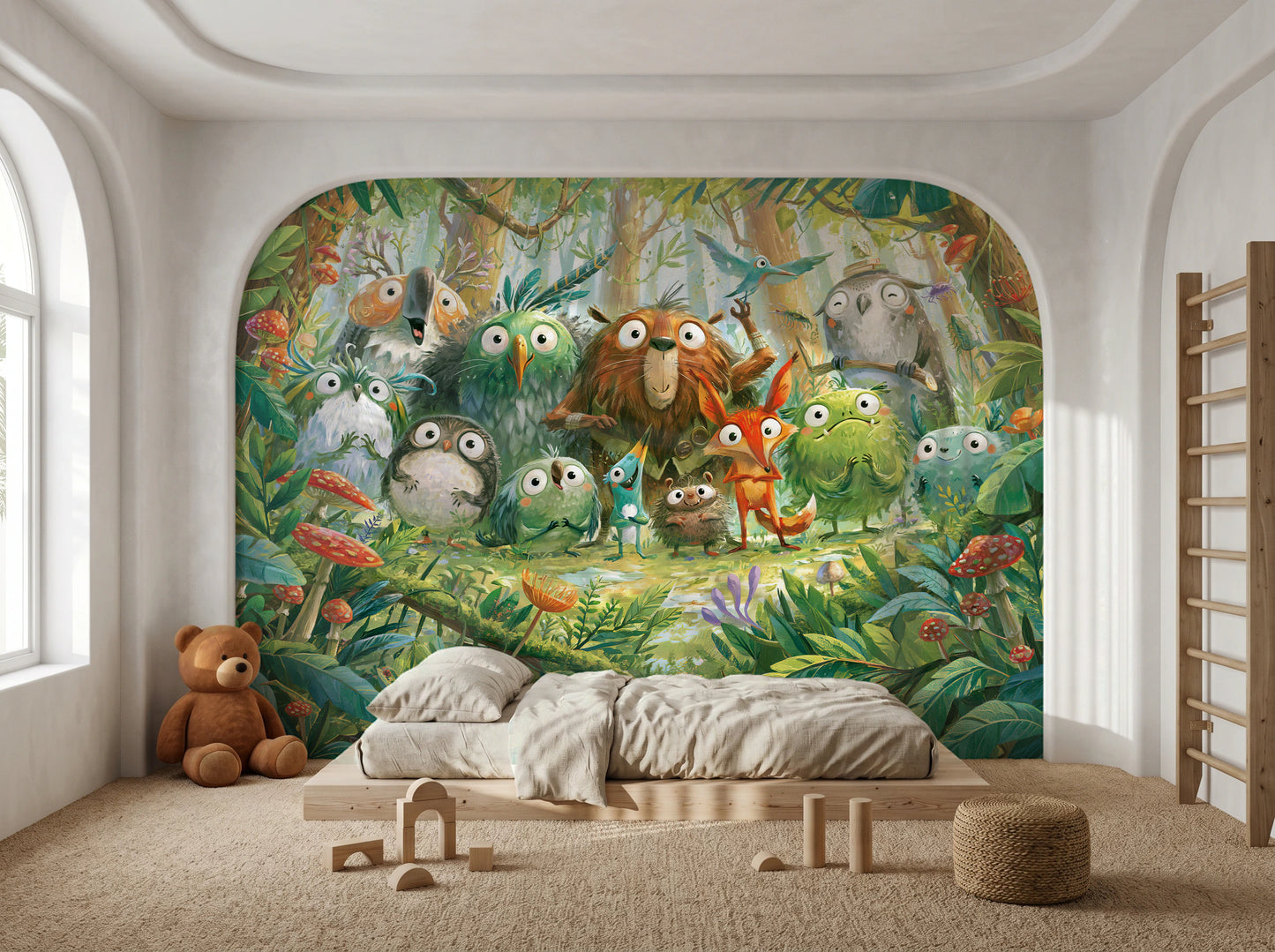 MOSSY CLEARING - tapeta z leśną gromadką zwierząt — KIDS — Pokój dziecięcy 03