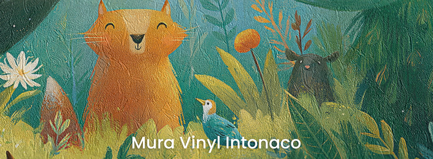 SUNLIT THICKET - malarska tapeta z leśnymi zwierzętami — Mura Intonaco