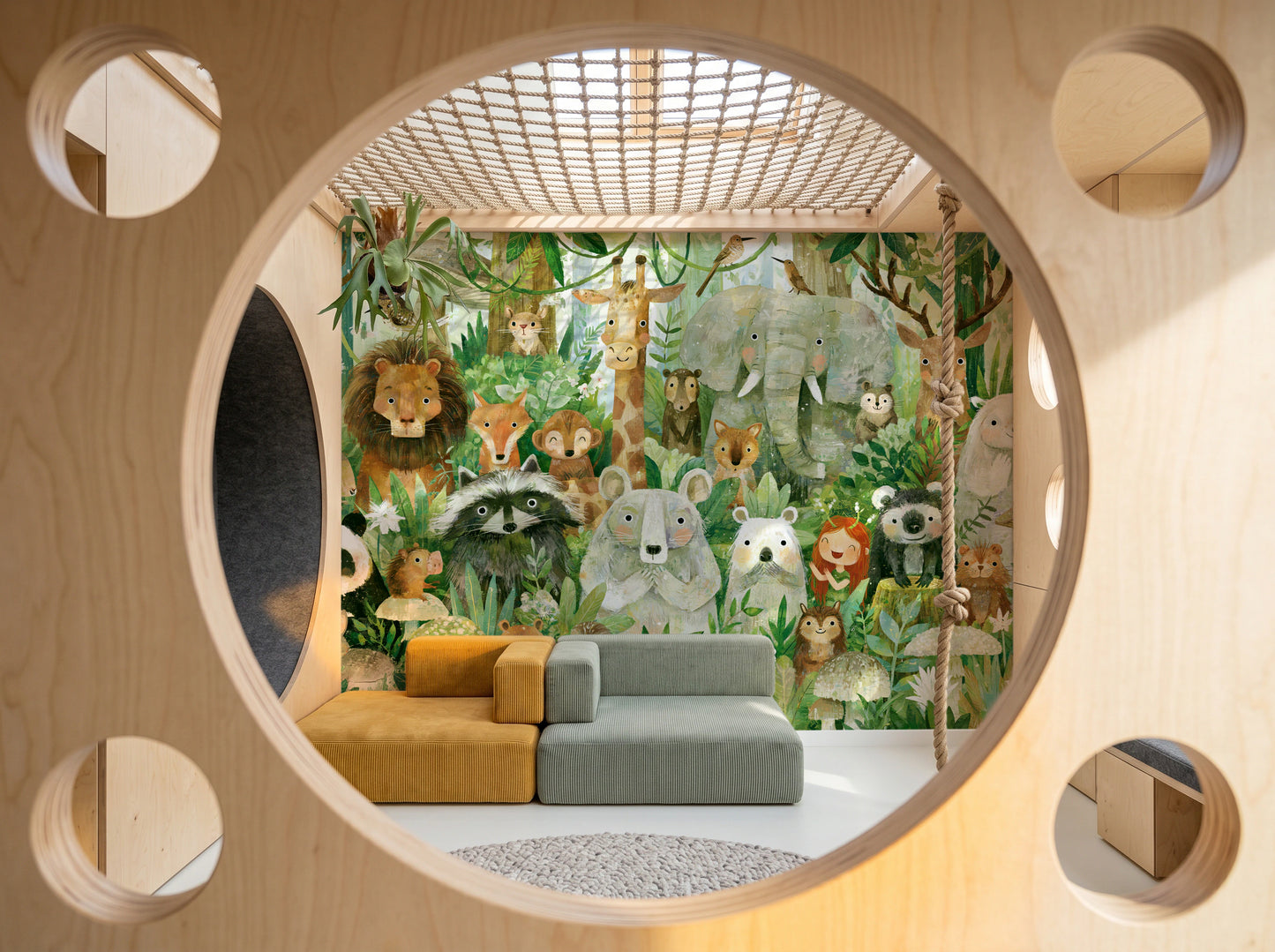 GREEN PARADE - tapeta ze zwierzętami wśród paproci — PLAYROOM