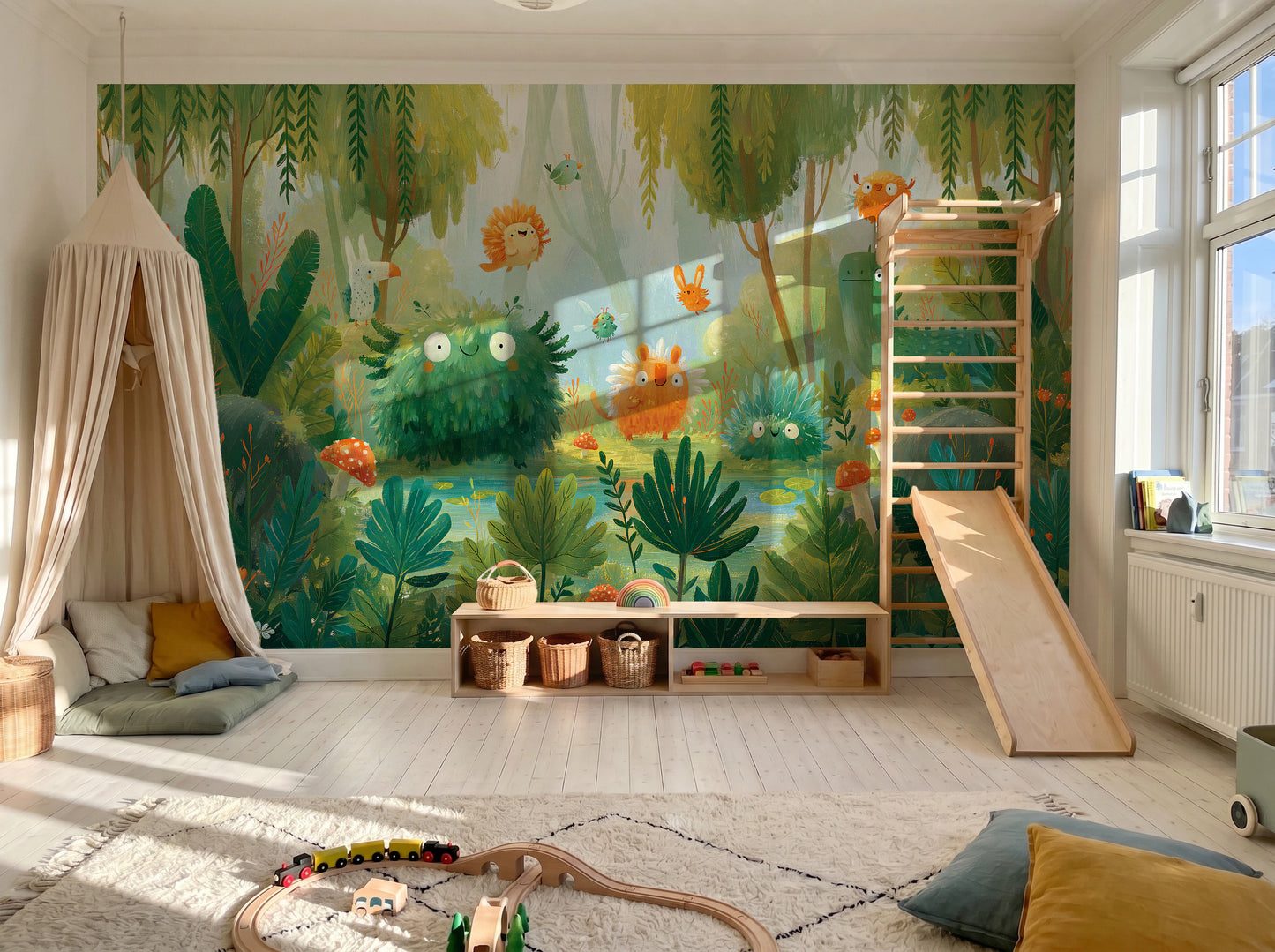 MOSSY POND - malowany las pełen puchatych stworków — KIDS — Pokój dziecięcy 05